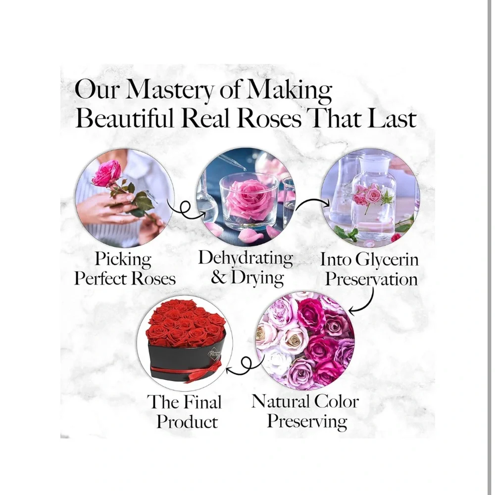 16 Flower Forever Heart Shape Box - Preserved Red Roses, Gift, Love